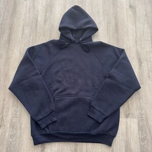 Vintage Discus Athletic Hoodie Embroidered Logo Size Large Blank Navy USA Made